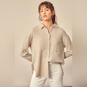 **NWT** New In Women's Gauze Beige Button-Up Top